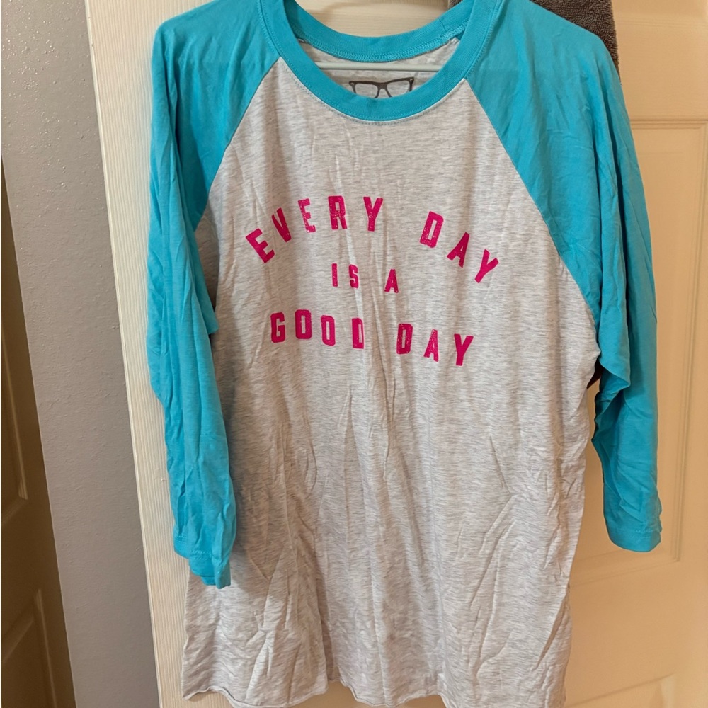 Size XL Bobby Bones Show Raglan Sleeve Shirt - Blue and Gray